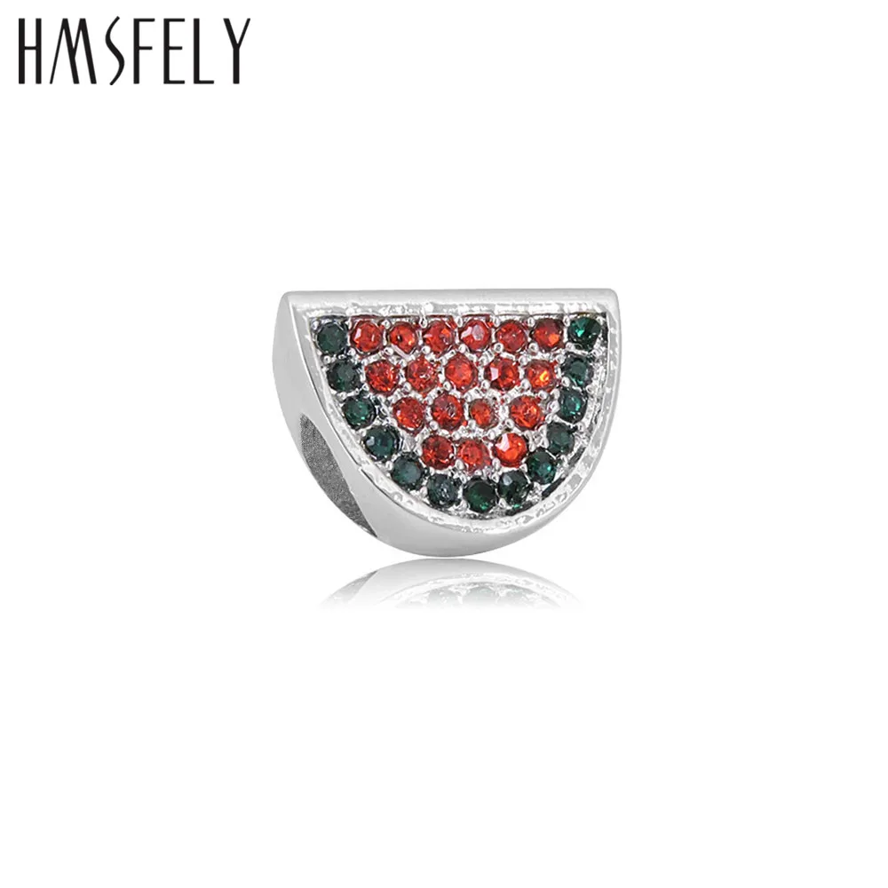 HMSFELY Европейский с большим отверстием Хрустальная бусинка в виде арбуза