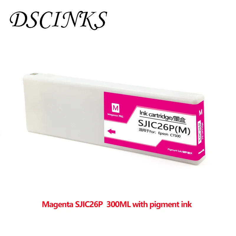 New SJIC26P BK C M Y compatible ink cartridge with 300ML pigment ink for Epson ColorWorks C7500 printer with chip