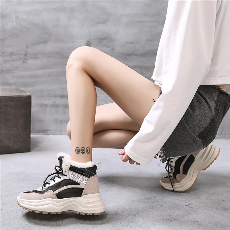 

Women Winter Platform Plush Keep Warm Sneakers Fashion Thick Bottom Increased Round Toe Leisure Women Leisure Shoes