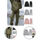 Модный повседневный спортивный костюм с завязками на подоле, женская одежда, Свободный Прямой однотонный комплект из Толстовки и брюк