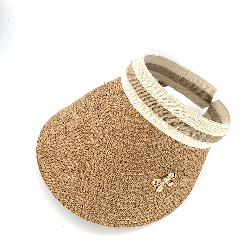 Шляпа женская Соломенная с бантом и утюгом модная Панама пустой верхушкой языком