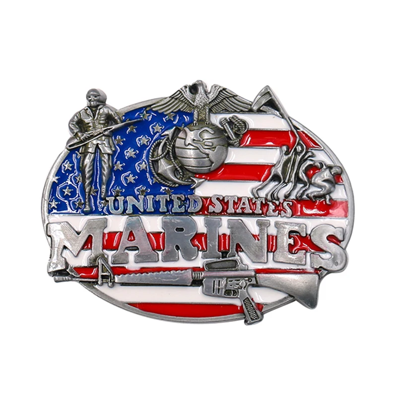 Пряжка для ремня из тяжелого металла с разноцветной эмалью американский флаг