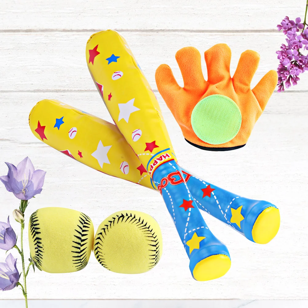 

1 Set/4 Pcs ABS Baseball Kit Baseball for Kids Chindren Outdoor Sports (1 Pc Bat, 1 Pc and Loop Glove, 2 Pcs Baseball)
