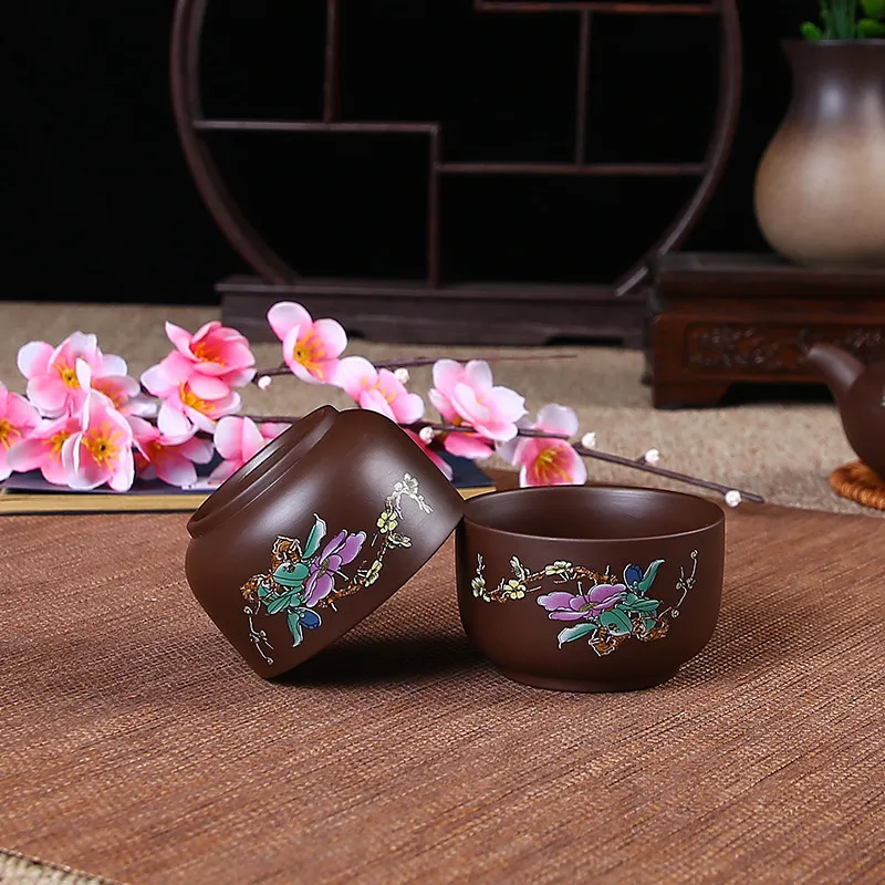 Yixing Purple Clay Teacup Handmade Kung Fu Creative Hand-Painted Magpie Teapot Ceramic Master Cup Retro Small Tea Bowl Kettle | Дом и сад