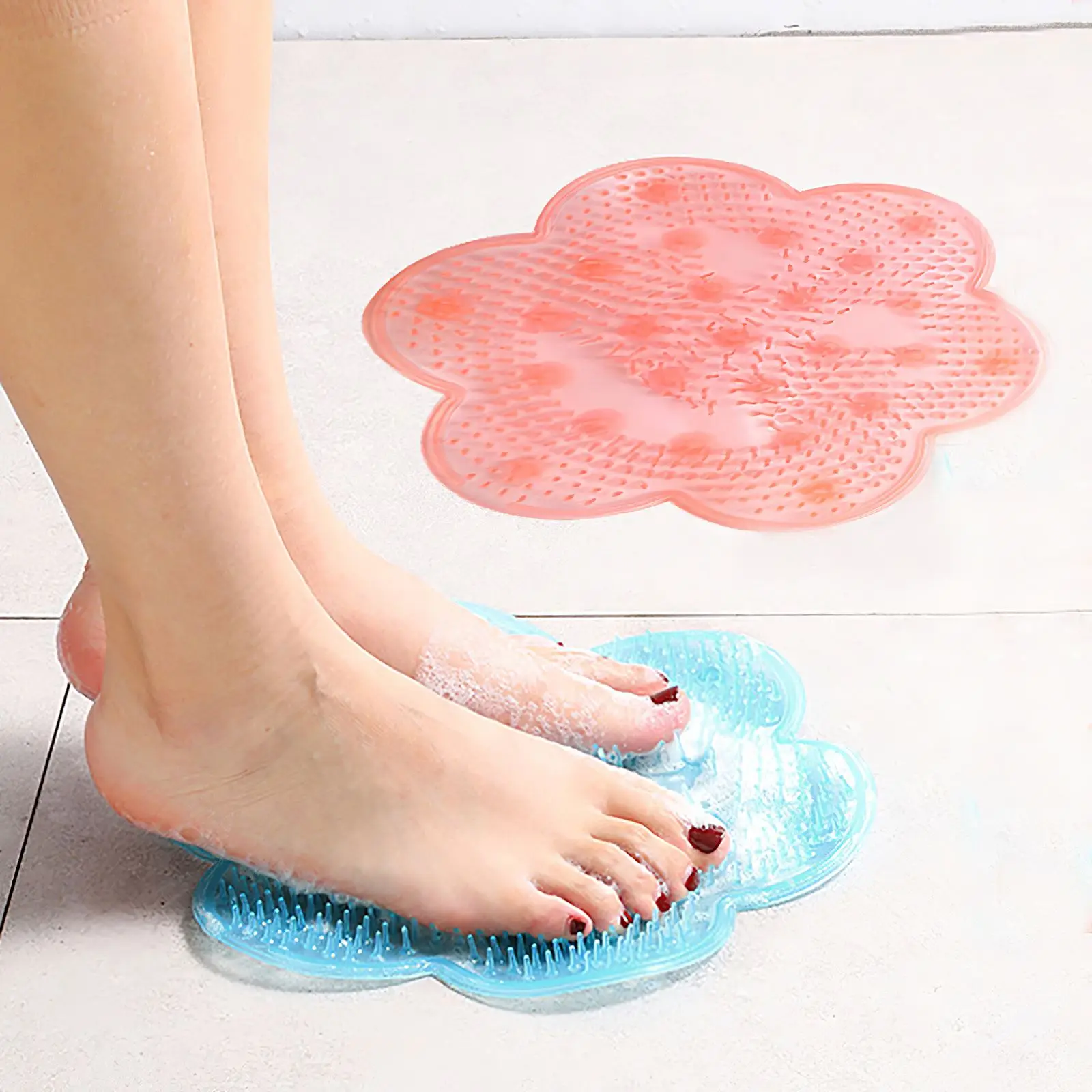 

Silicone Bathroom Mat Lazy People Foot Artifact Massage Cushion Bath Mat Non-Slip Massage Pad Foot Wash Bathroom Suction Cup Mat
