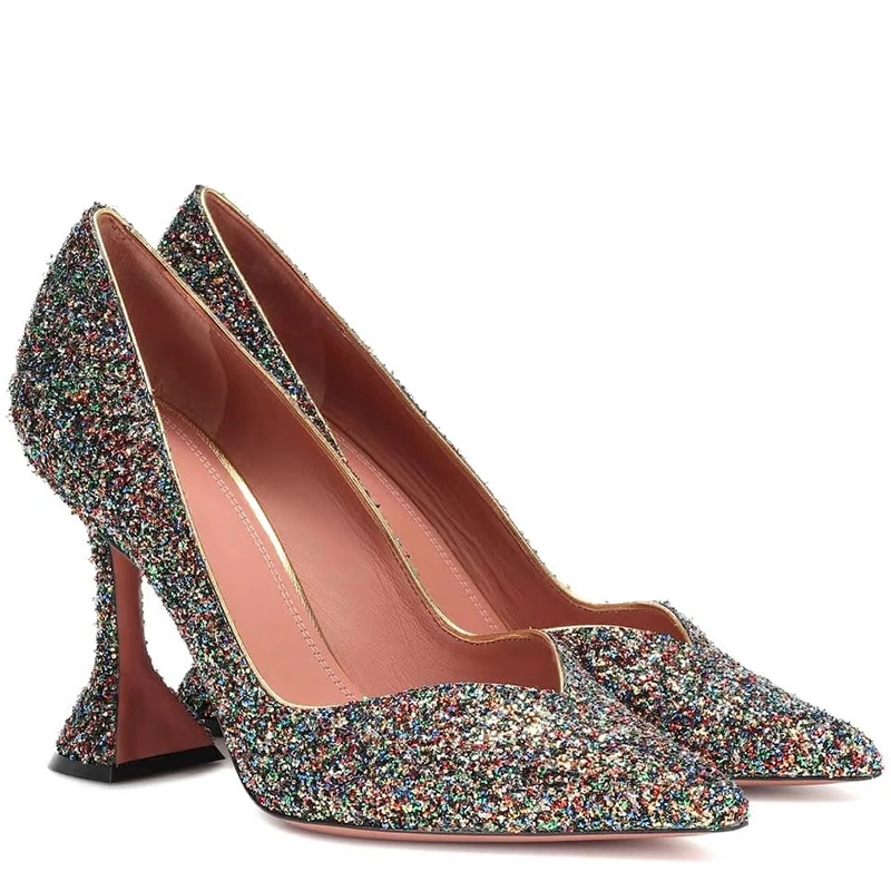 Туфли женские на высоком каблуке серебристые блестящие вечерние туфли-лодочки