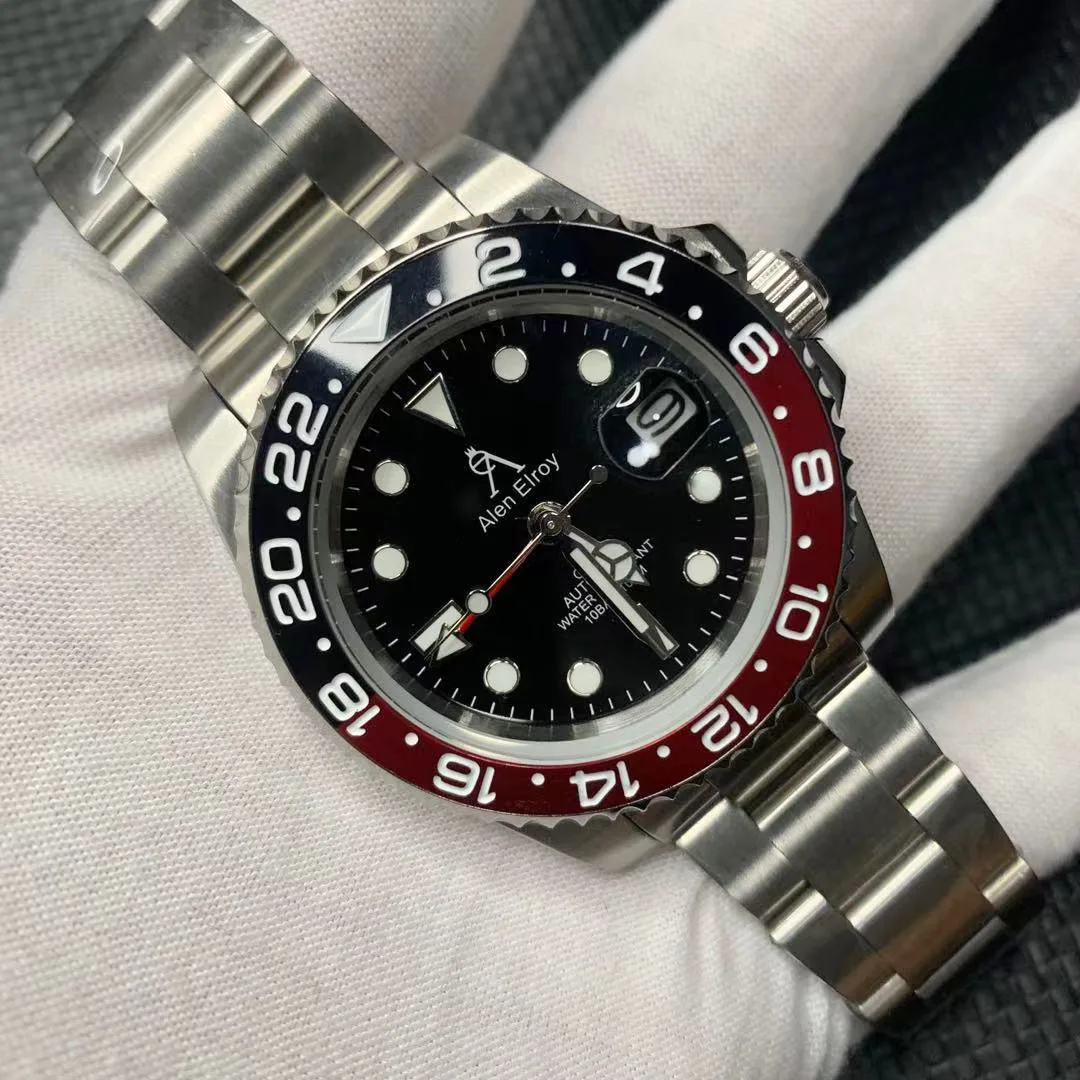 

2021 classic men's mechanical watch luminous sapphire luxury GMT 3Bar waterproof sports relogio masculin