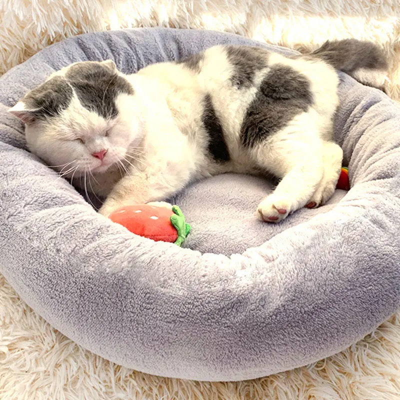 

Короткая плюшевая подушка, кровать для собаки, Лежанка для питомца, кровать для здоровья, моющаяся удобная домашняя будка для больших кошек ...