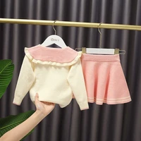 fashion baby knitting sweater skirt set winter spring warm cute strawberry girls thicken outerwear long sleeve high quality