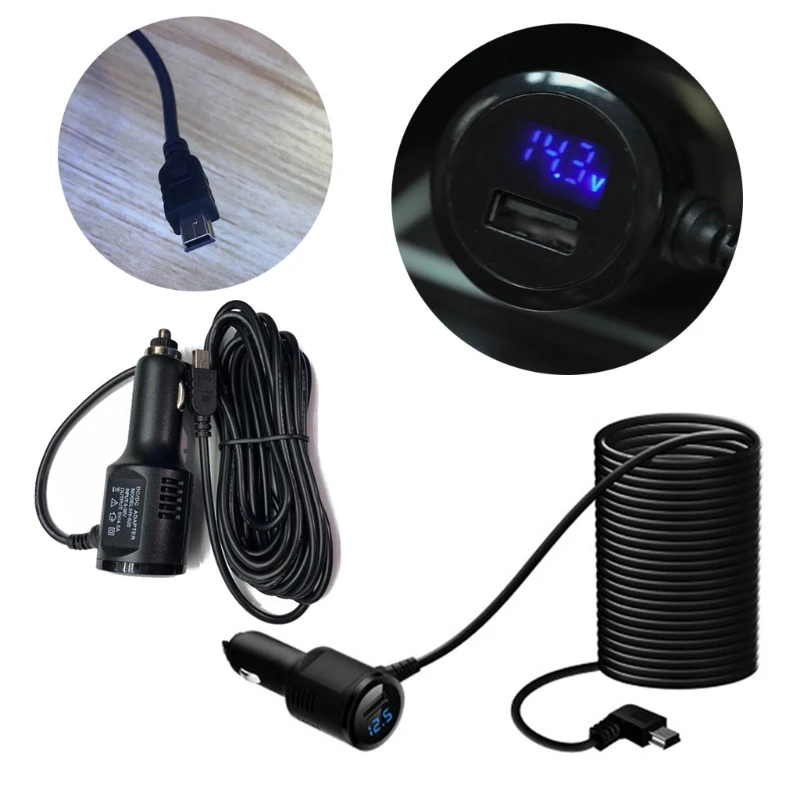 

Mini USB Car Power Charger Adapter Cable Cord For GPS Car Camera 3.5m H8WE