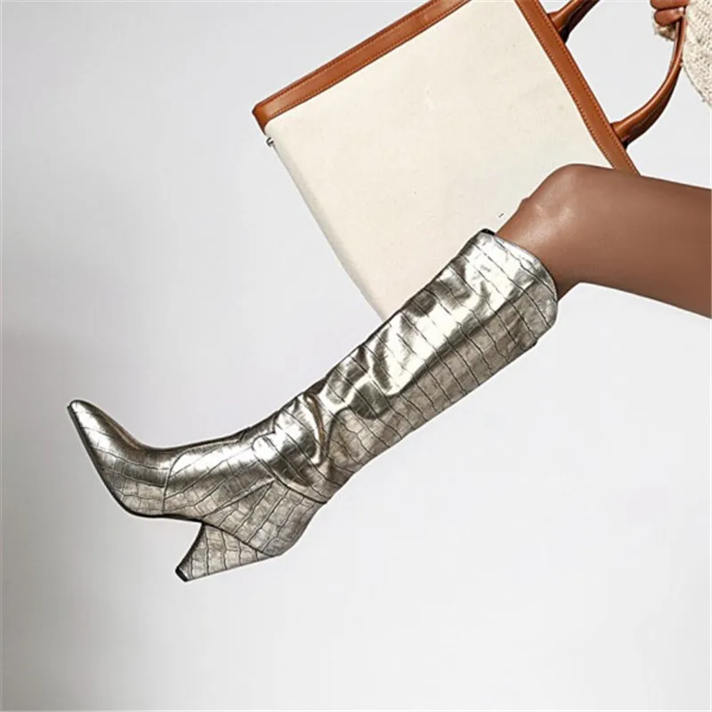 PXELENA/ковбойские туфли на высоком каблуке шпильке вечерние сапоги без застежки