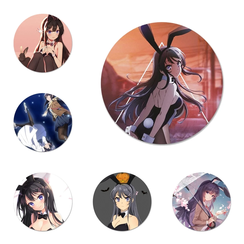 

Значок для девочек из аниме Mai Sakurajima, металлические значки для детской модели диаметром 58 мм