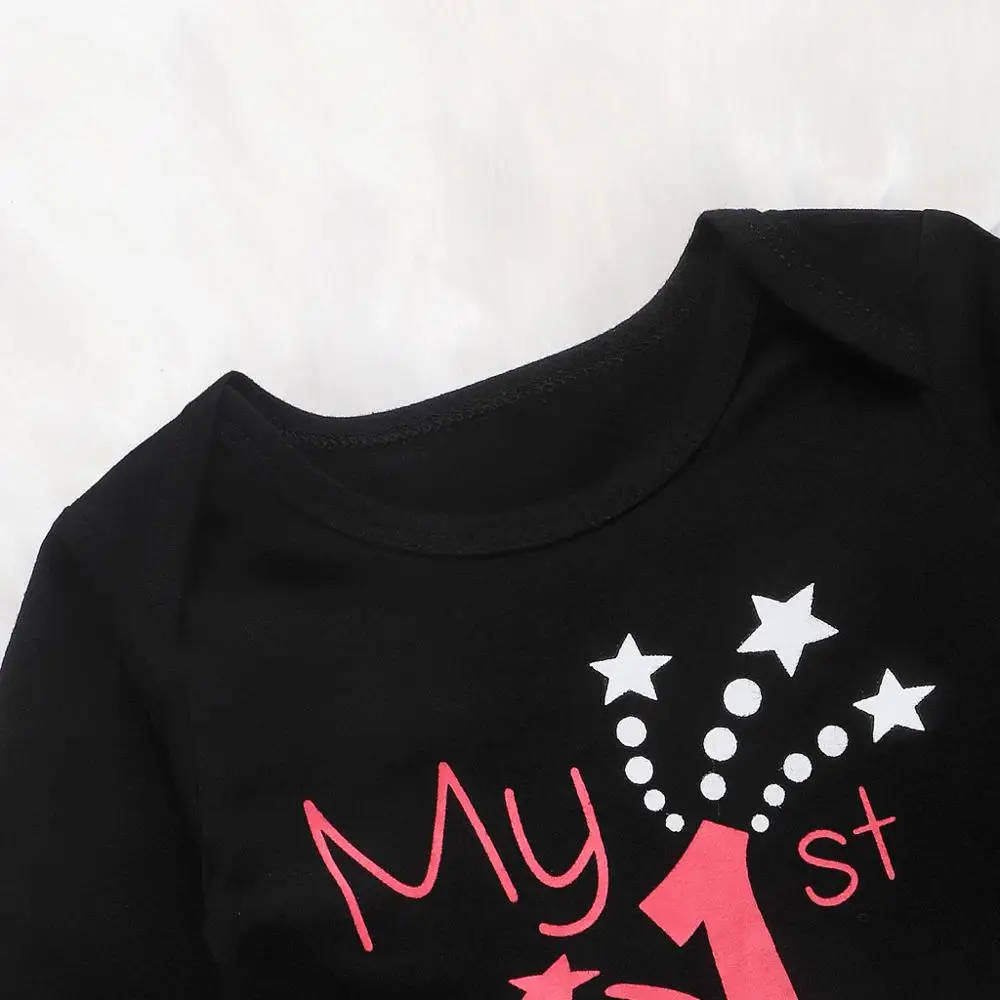 

3PCS Baby Girl Clothes New Years Letter Long Sleeve Romper Tutu Skirt Headbands Outfit Infant Set Newborn Clothes bebes