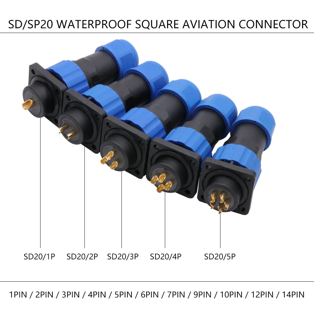 10 компл./лот IP68 Водонепроницаемый SP20 SD20 авиационный штекер + гнездо 20 мм
