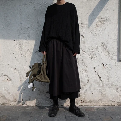 Новая стильная зимняя тёмная Двухслойная юбка с асимметричным подолом | Женская