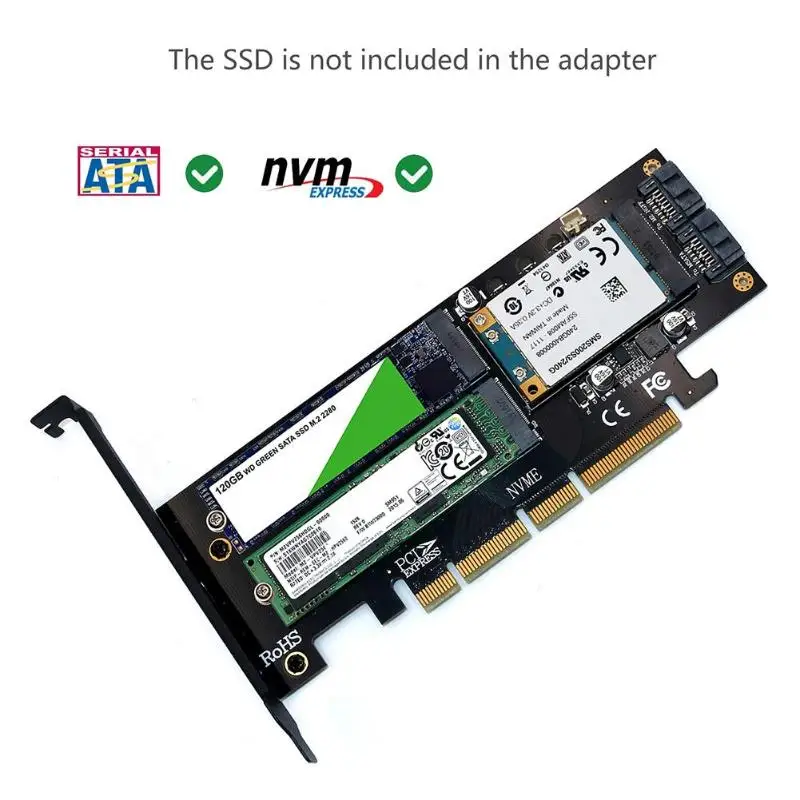 3 в 1 mSATA M.2 PCIE NVMe SSD для PCI-E 3,0 4X SATA 3,0 адаптер для M2 NVMe AHCI SATA mSATA конвертер твердотельных дисков