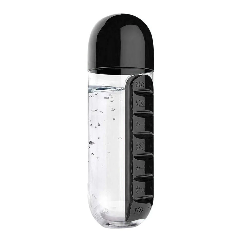 

2 in 1 water cup medicine box 7 grid outdoor portable water bottle one week with medicine box water cup