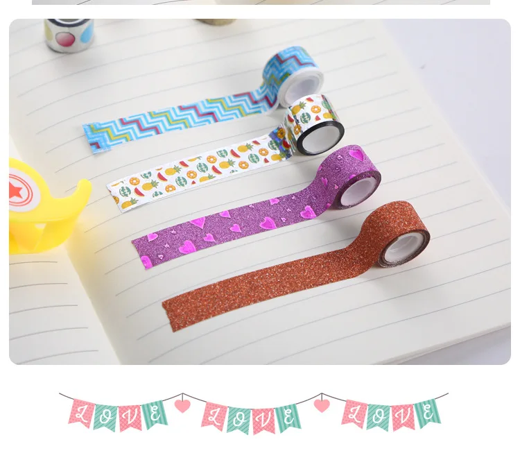 9 шт./компл. мини юбка-пачка, сверкающие Клейкая Лента Washi лента для художественного оформления ногтей, ручная работа Стикеры этикетки клейкая лента