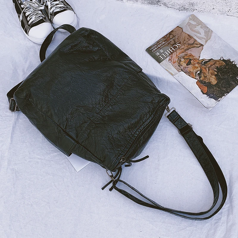 Женские рюкзаки из мытой кожи в стиле ретро многофункциональная вместительная