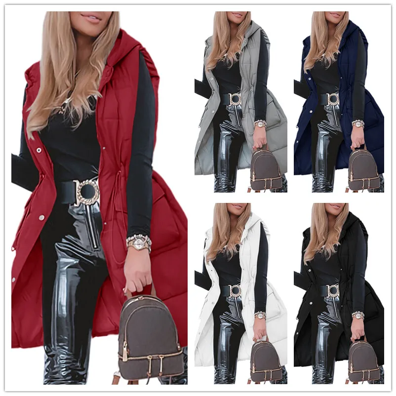 

WEPBEL Winter Jacket Women Sleeveless Vest Parka Hooded Warm Down Cotton Padded Jacket Female Veats Waistcoat Outwear пуховик