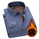 Рубашка Aoliwen мужская с флисовой подкладкой, теплая Повседневная фланелевая рубашка в клетку с длинными рукавами, модная теплая рубашка, Осень-зима