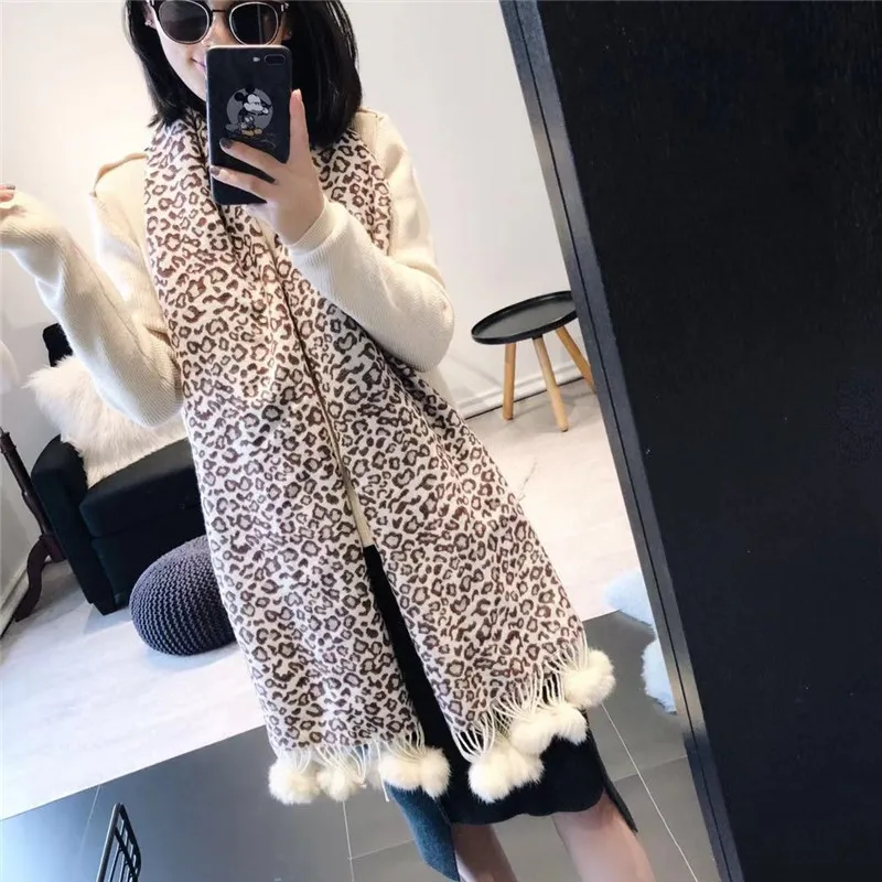 Роскошный брендовый Леопардовый Кашемировый Шарф с принтом Дизайнерский Модный