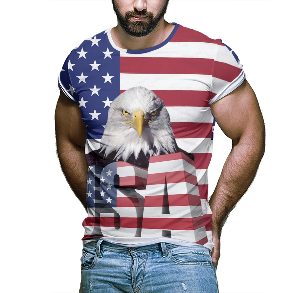 2020 летняя футболка в европейском и американском стиле с 3d изображением орла