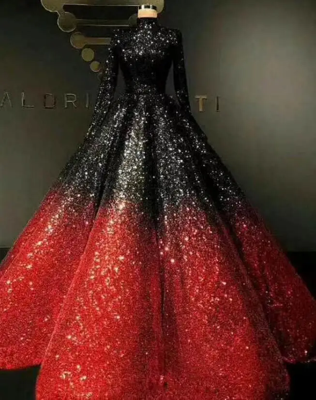 Блестящее золотистое градиентное комбинированное платье разных цветов с