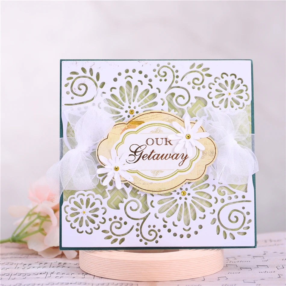 YaMinSanNiO Flower Background Metal Cutting Dies Stencil for Scrapbooking Paper Photo Cards Embossing Die Cuts New 2020 | Дом и сад