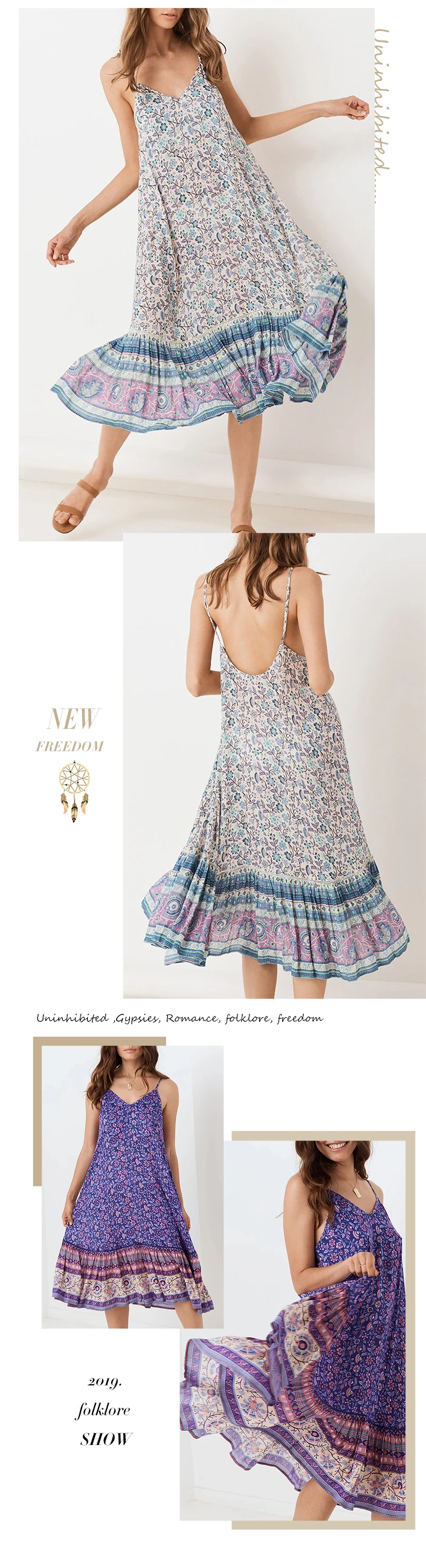 Everkaki/платье-комбинация с цветочным принтом для женщин; Boho; свободные; цыганские; с открытой спиной; женские богемные длинные платья; Vestidos; Новинка осени года