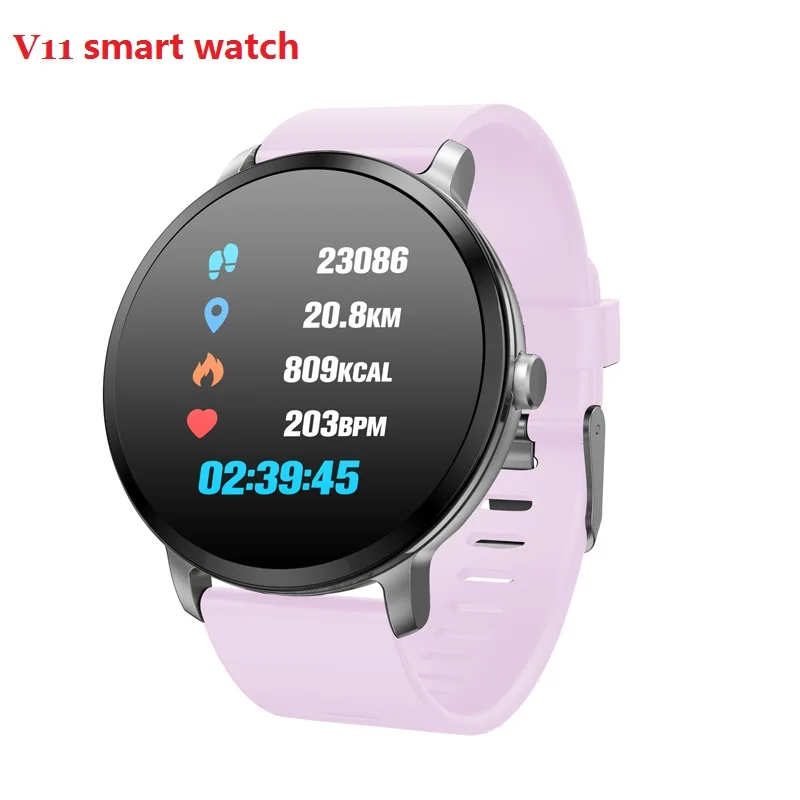 silica light purple V11 мужские умные часы reloj inteligente, фитнес-трекер, пульсометр, умные часы IP67, водонепроницаемые наручные часы - Цвет: silica light purple