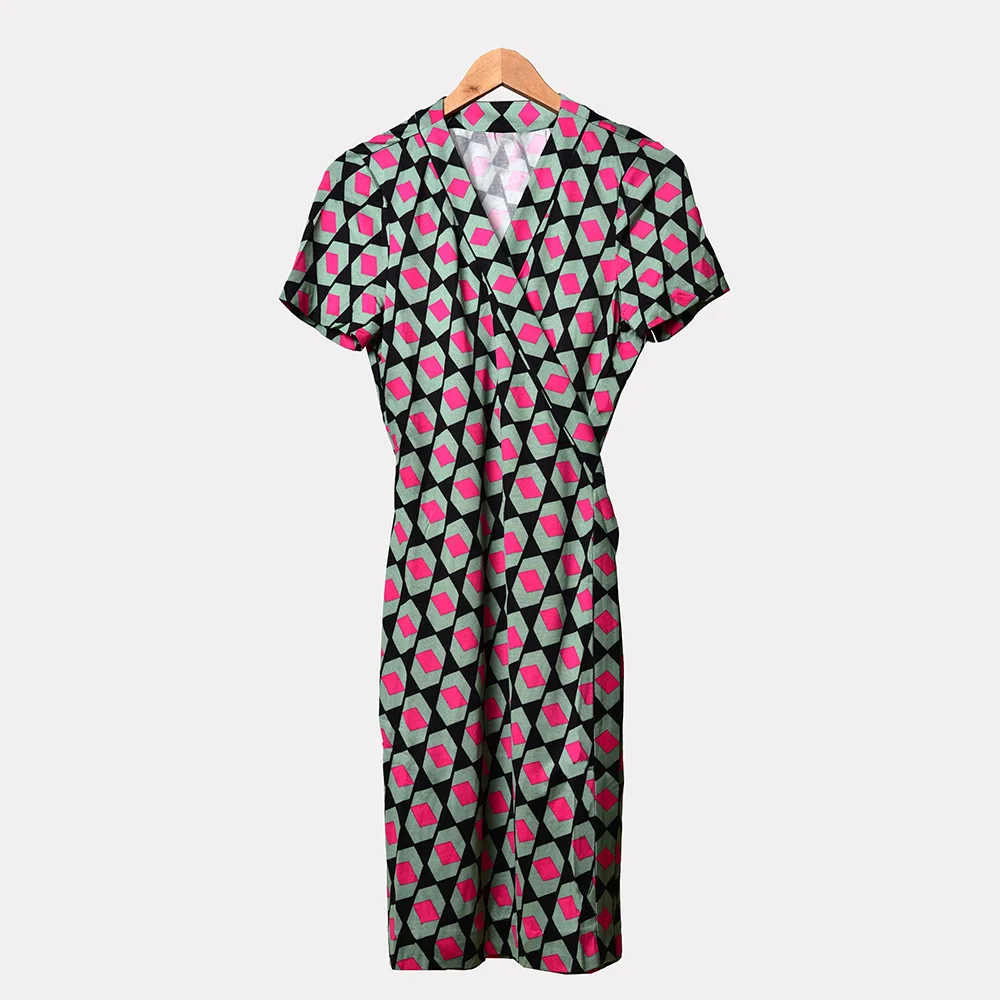 Женское винтажное мини платье с поясом повседневное летнее коротким рукавом и v