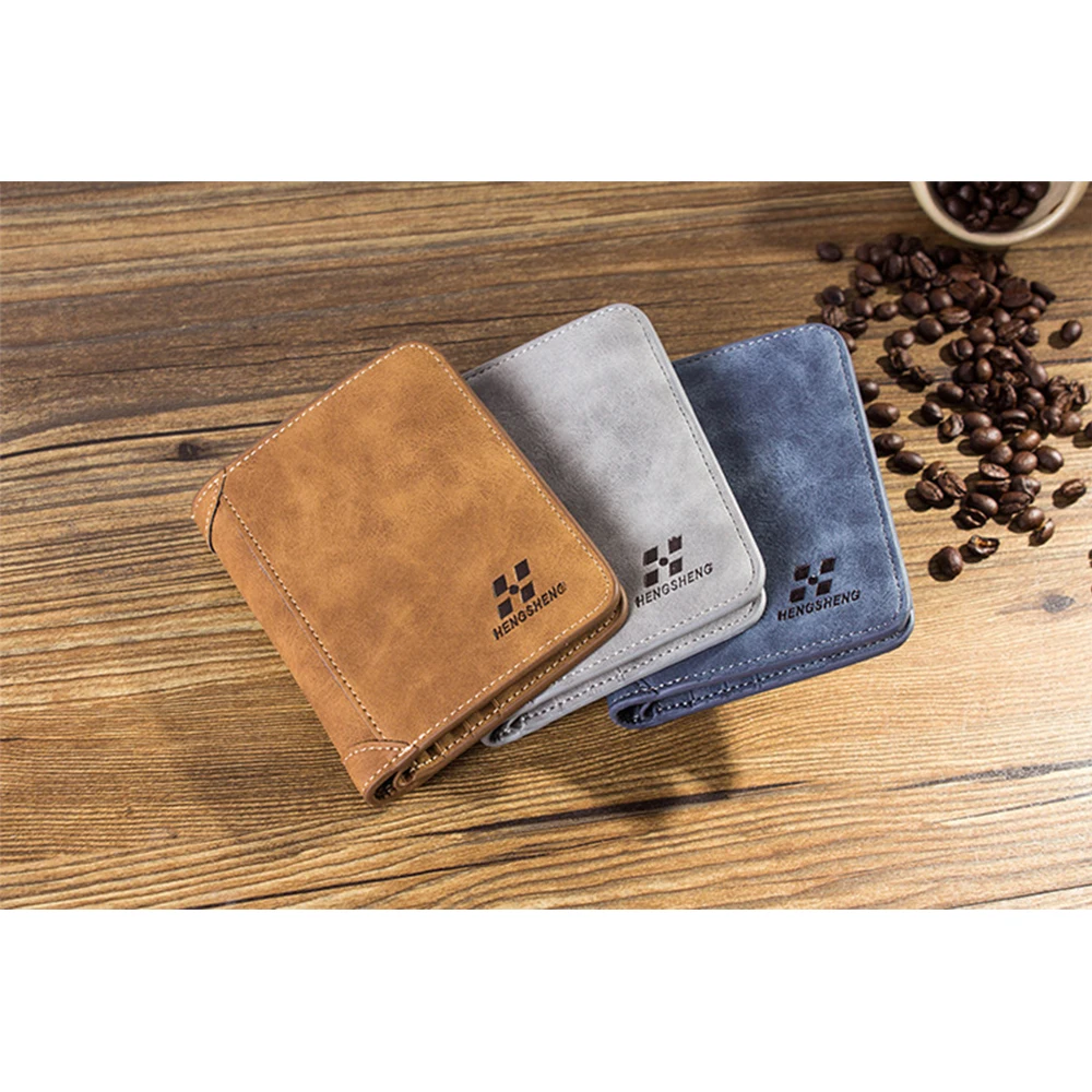 

3 Color Horizontal/Vertical Frosted Leather Men's Wallet Retro Short Three-Fold Multi-Card Wallet