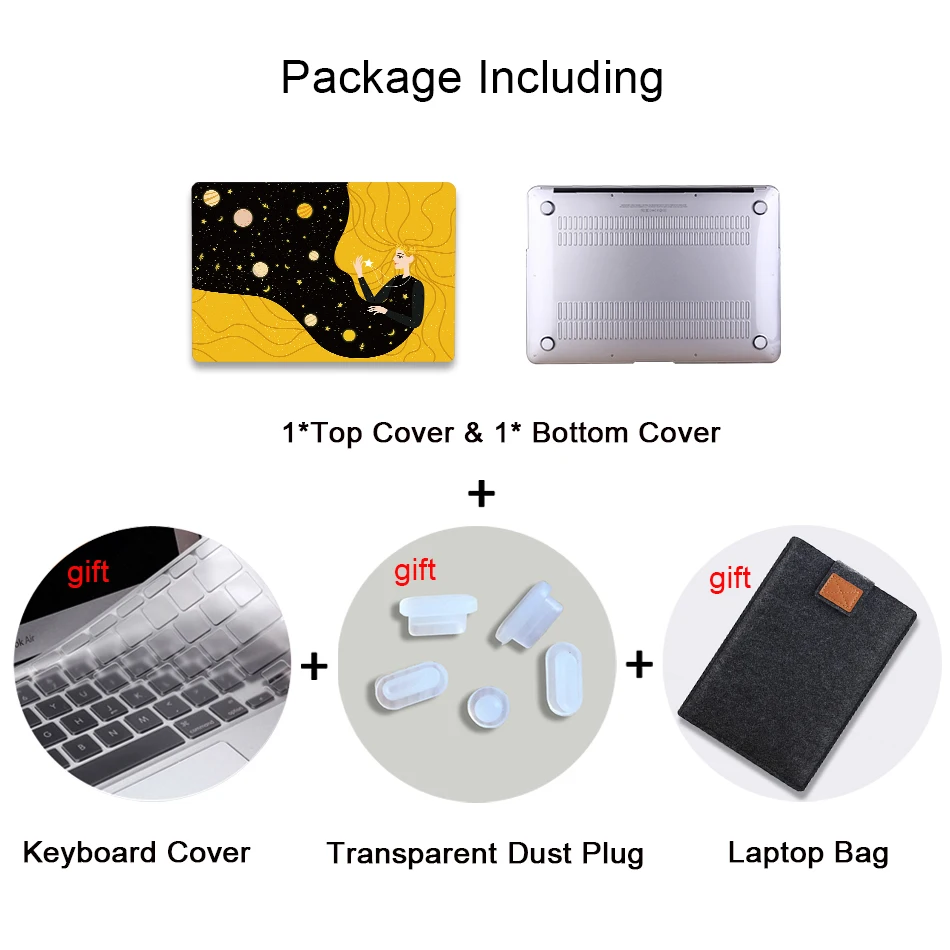 Чехол для ноутбука с мультипликационным принтом MTT для Macbook Air Pro retina 11, 12, 13, 15 дюймов с сенсорной панелью, защитный чехол 13,3 дюйма