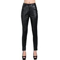 womens sheepskin leather pencil pants 2021 autumn winter brand thickened slim genuine leather pants plus size capris 5xl