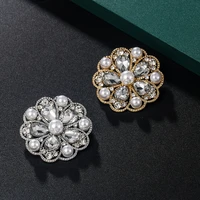 luxury big gold crystal brooch pin custom rhinestone brooches round lapel pins fashion jewelry pearl brooches for women girls