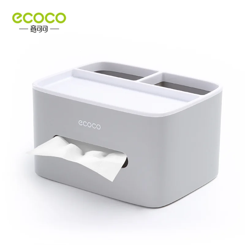 

ECOCO Storage Case Facial Tissue Box Cover Napkin Holder Dispenser Desk Storage Box Caddy Organizer with Removable Jewery Tray