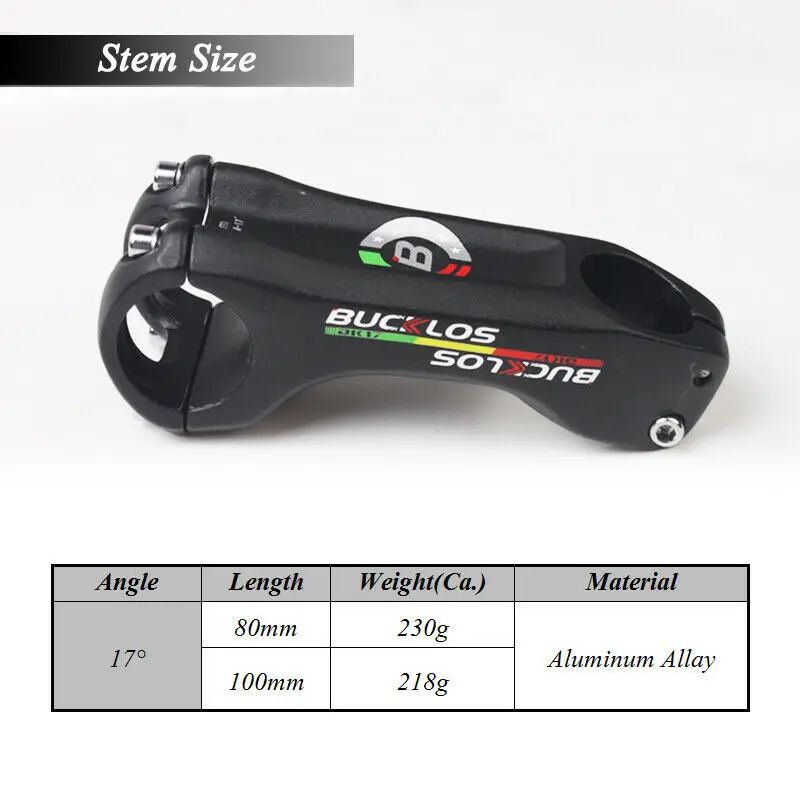 

BUCKLOS 17degree Bicycle Stem Aluminum Alloy Road Mountain Bike Stem Ultralight 80mm 100mm Bicycle Handlebar Stem Parts