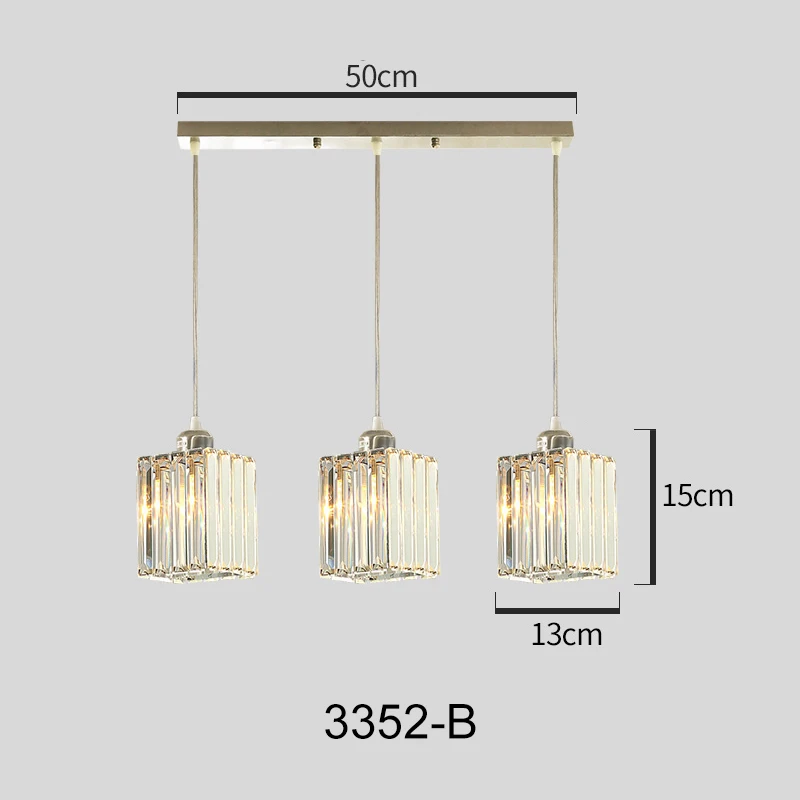 3lights-L Винтажный светодиодный подвесной светильник с кристаллами s для кухни, для бара, кофейный, обеденный столик, для спальни, скандинавский чердак, шнур, хрустальный светильник для гостиной - Цвет корпуса: 3lights-L