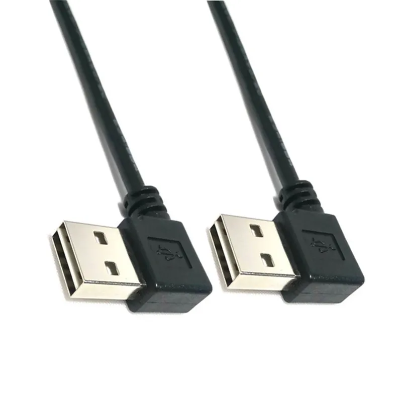 Verkauf (100 Teile/los) 480M USB 2,0 Right Angle 90 Grad Männlichen Nach Links Abgewinkelt Männlichen Daten Kabel 1m Schwarz 25cm 50cm 100