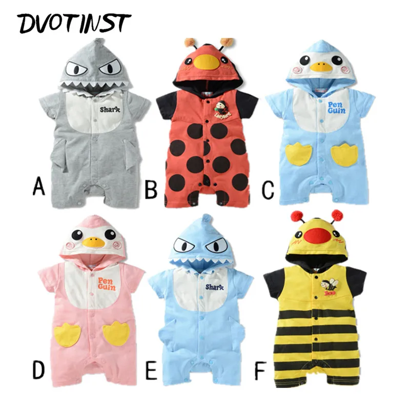 Детский летний комбинезон с коротким рукавом капюшоном |