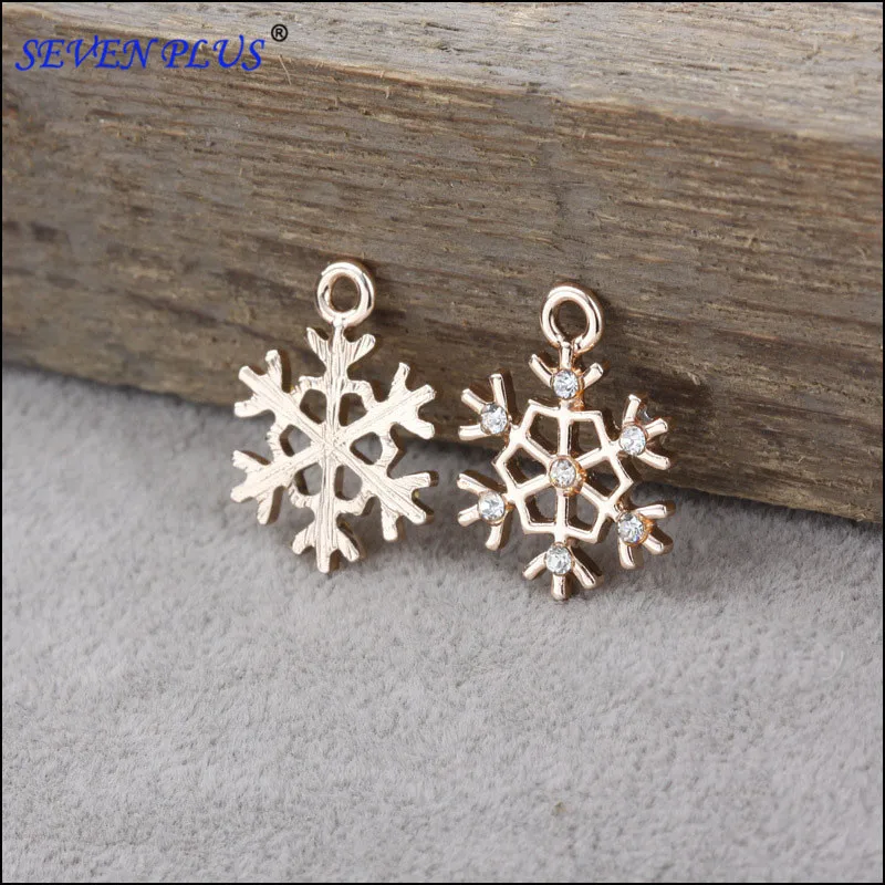 

20 Pieces/Lot 21mm*16mm Gold Color Crystal Snowflake Charms