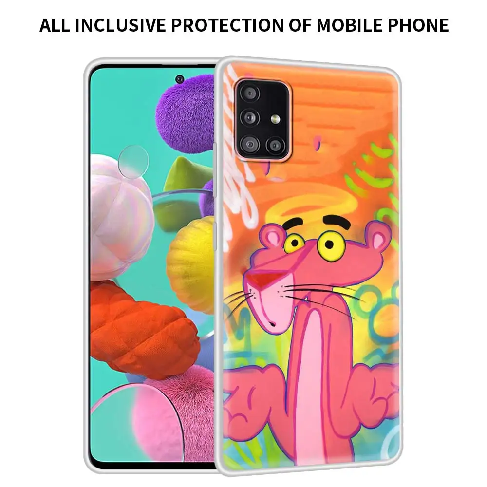 

Cartoon Pink Panther Translucent Matte Case For Samsung Galaxy A51 A71 M30s A91 A41 A31 A21 A12 M51 M31 Shell Phone Cover Sac