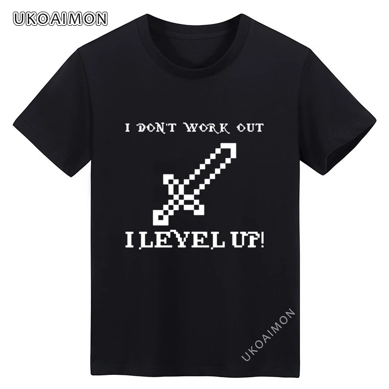

I Dont Work Out I Level Up Pixel Sword Fashion Fitness Tight TShirts Summer Unisex T-Shirts Special Casual T Shirt Adult Unique