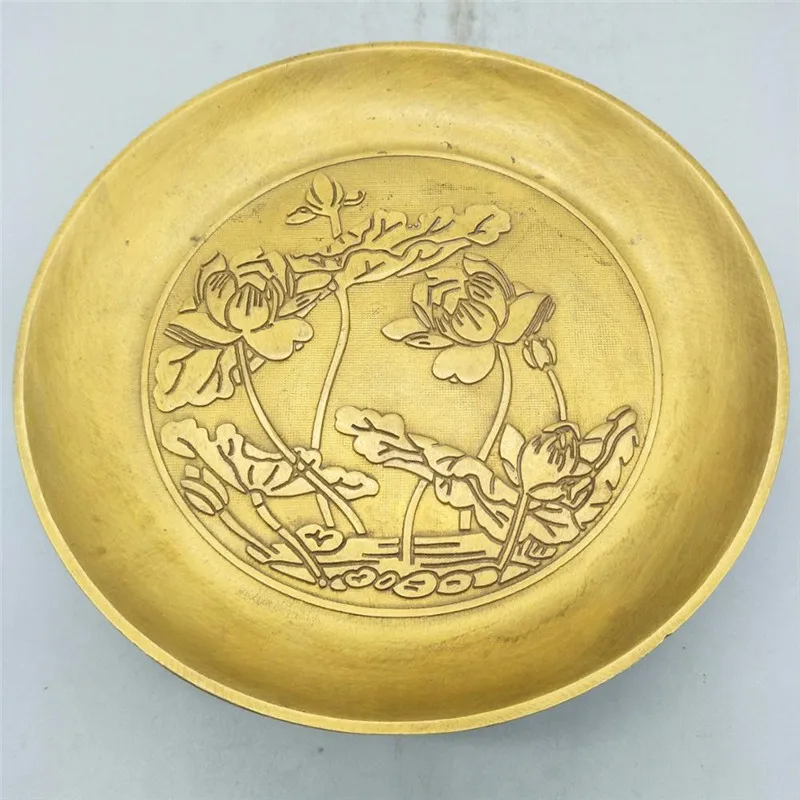 

Fengshui Pavilion Pure Copper Tribute Plate for Buddha's Sacrifice Pan Household Buddhist Hall Lotus Fruit Plate