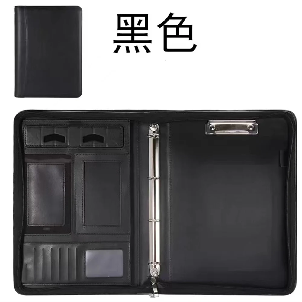 

A4 Portable File Folder with Calculator Binder Organizer Manager Office Document Pad Briefcase PU Leather Padfolio Bag Customize