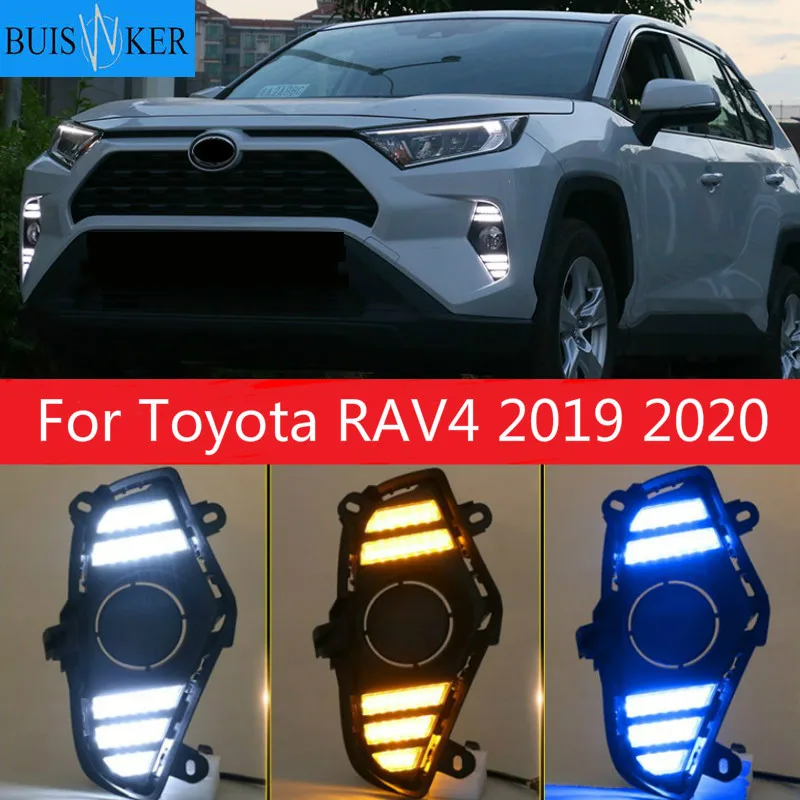 2 шт. LED DRL для Toyota RAV4 2019 2020 Светодиодный дневной светильник Водонепроницаемый с