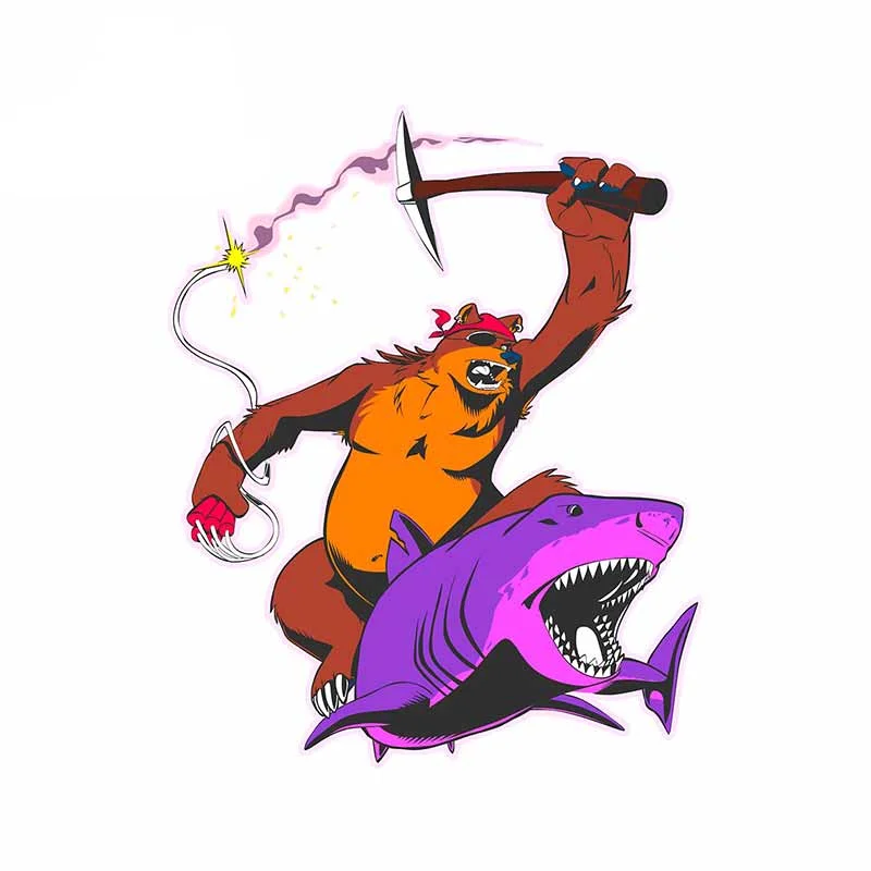 

13cm X 10.3cm for Bear and Fish Refrigerator Car Stickers Personality Creative Decal Windshield Scratch-proof Decor