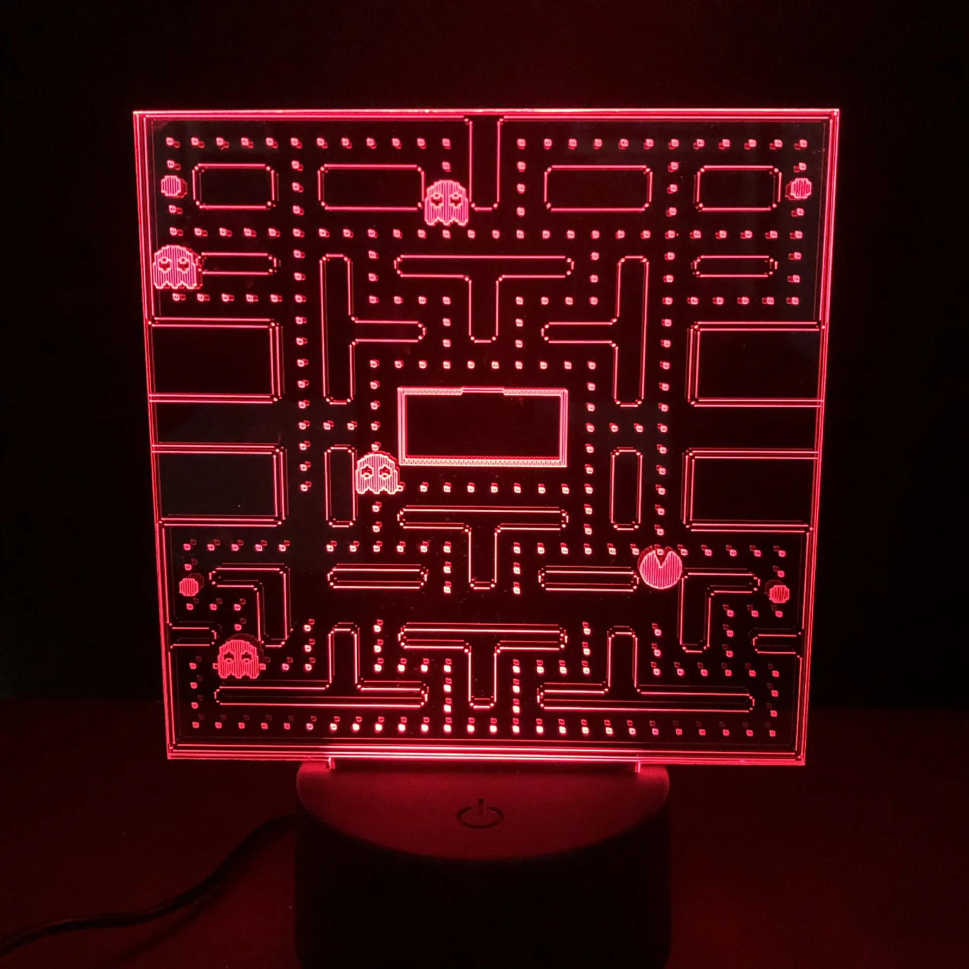 

Pac-Man Pixel Night Light Lamp TOYS Icon Visual Illusion LED 3D Light Atmosphere Nightlight Action Figure