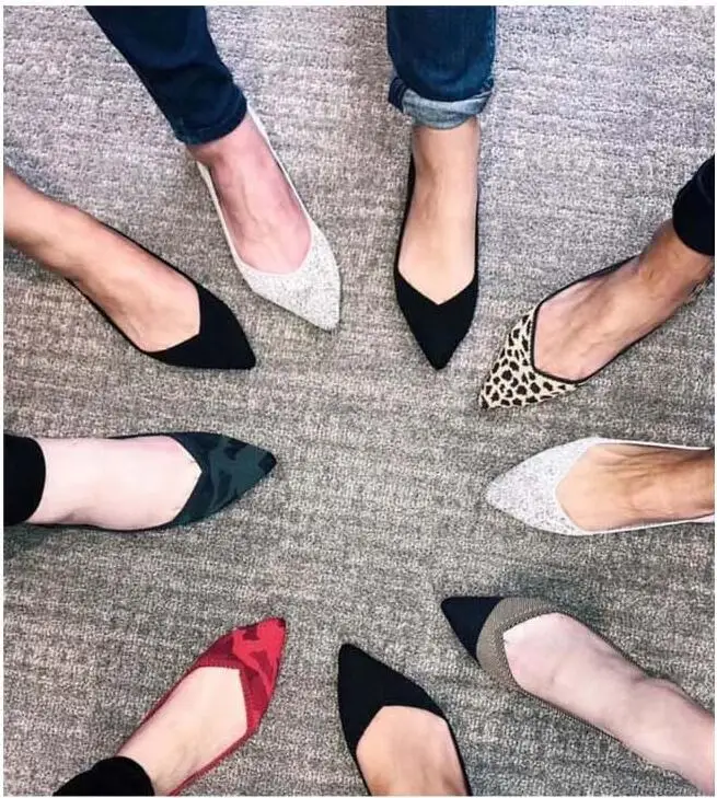 

Womens Stretch Knitted Mixed Color Moccasins Breathable Cozy Work Shoes Brief Slip-on Fashion Ladies Flats Light Loafers T1-95